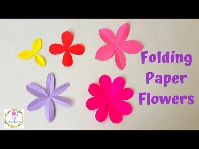 Folding Paper Flowers | How to cut 3, 4, 5, 6, 8 Petal Flowers | Aureliarts