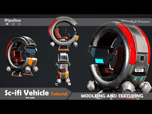 Low Poly Sci-fi Vehicle Tutorial #tutorial #blender #substancepainter