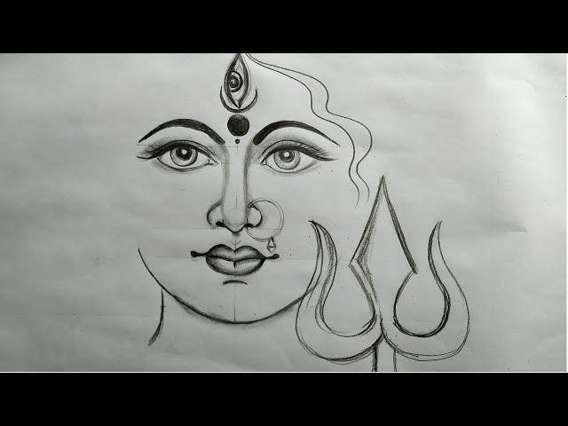 how to draw maa durga  face pencil sketch for beginners step by step,how to draw maa durga,