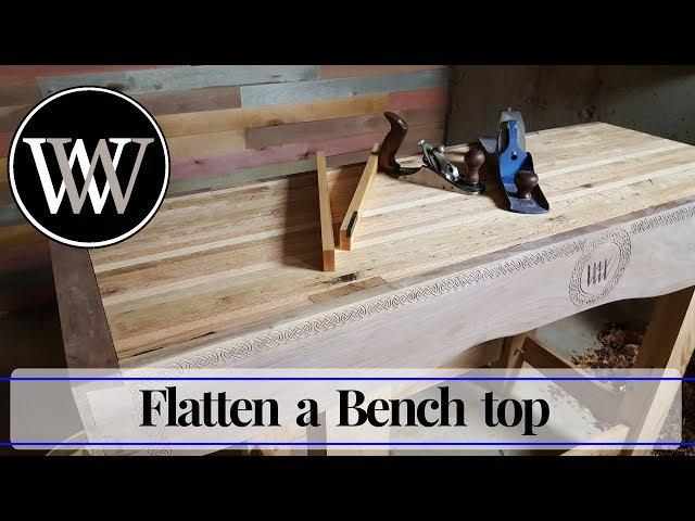 How to Flatten a bench top with hand planes - Hand Tool Woodworking Skills