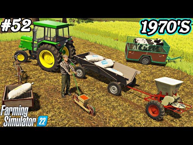 1970'S. Sowing onions and carrots with a MANUAL SEEDER. Farming simulator 22. FS 22. Timelapse. Ep52