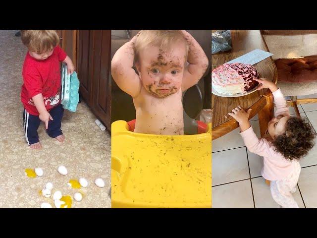 Naughty baby fails videos - Funniest trouble make babies Try Not To Laugh