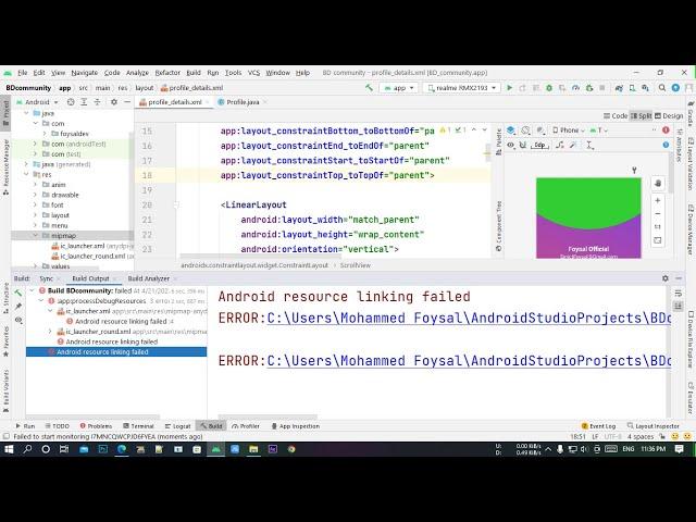 Fix Android resource linking failed in Android Studio