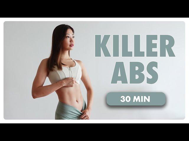 30 min Killer Abs  & Belly Burn (Lower, Upper, Side, Inner Core) | 30-Day Sweaty 30 Challenge ~ Emi