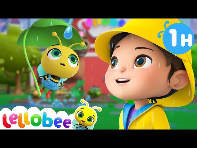 Ella and Bee Discover the Joy of Rain | Lellobee City Farm - Kids Playhouse Song Mix