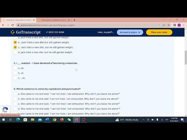 How to pass gotranscript Audio Test