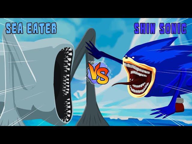 Sea Eater vs Shin Sonic | Giant Mouth Monster Animation