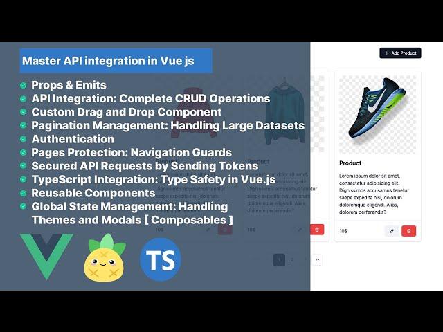 Master API integration in Vue js Unleash the power of Vue 3 Typescript TailwindCSS | Vue Course 2024