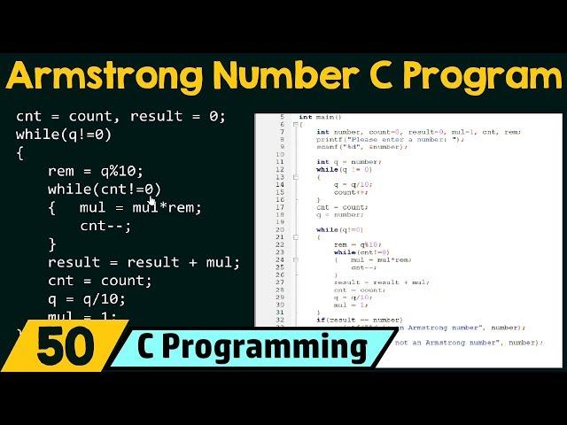 Special Programs in C− Check If The Number Is Armstrong Number