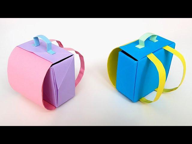 ORIGAMI Paper Backpack Origami Mochila de papel Paper School Bag Backpack DIY BACK TO SCHOOL