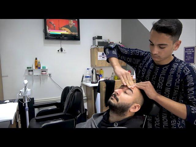 ASMR YOUNG TURKISH BARBER HEAD FACE AND BACK MASSAGE Perfect Relaxing