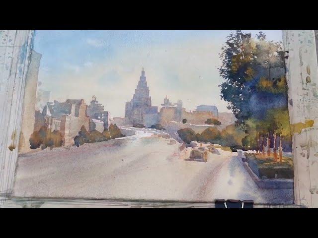 20240706 Sadovo-Suharevskaya. Moscow. Watercolor plein air painting