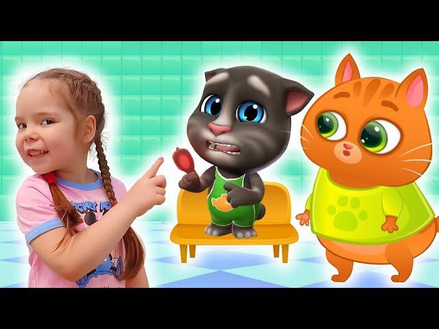 Мой Говорящий Том 2, котик Bubbu играют в игре | Настя с друзьями устроили концерт