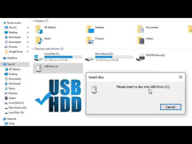 "Please Insert a Disk in to USB" error | USB Drive missing when connected on computer.