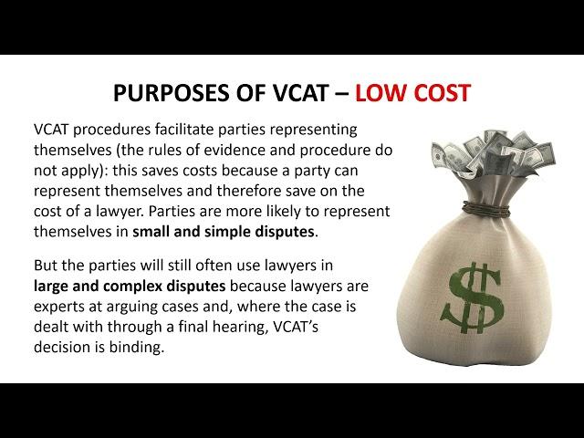 Victorian Civil and Administrative Tribunal   purposes and appropriateness