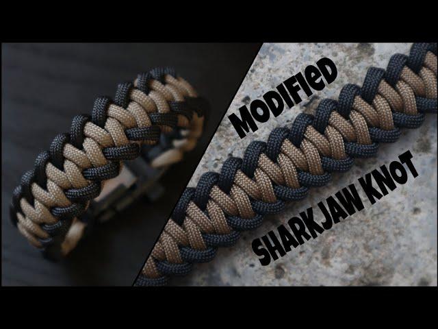 HOW TO MAKE MODIFIED SHARK JAW KNOT WITH SURVIVAL BUCKLE, PARACORD BRACELET TUTORIAL.