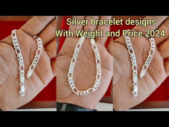 silver bracelet designs with weight and price 2024/latest silver bracelets for men with price