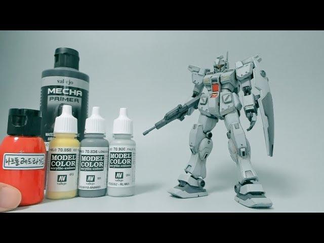 Gunpla Painting Tutorial How to Hand Paint GM Custom with Sponge [짐커스텀 100%붓도색&스폰지도색]