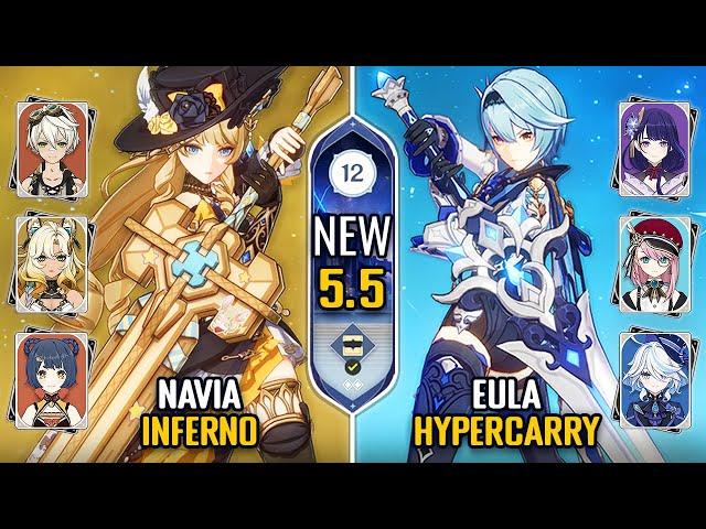 F2P C0 Eula Hypercarry & C0 Navia Inferno Team | NEW Spiral Abyss 5.5 | Floor 12 | Genshin Impact