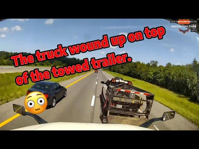 Truck strikes bridge | Truck loses half of hay load | Tractor-trailer's wheel detaches and hits