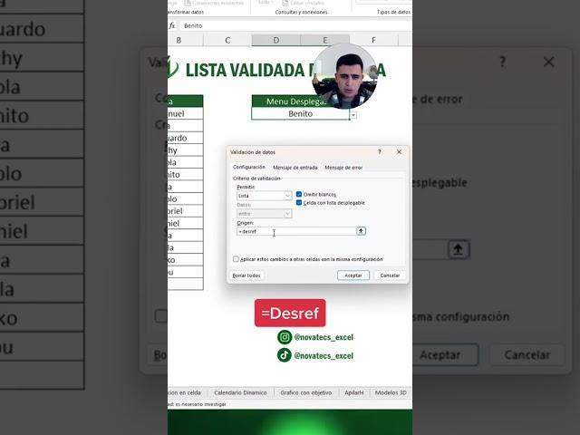 Lista validada dinámica en #excel