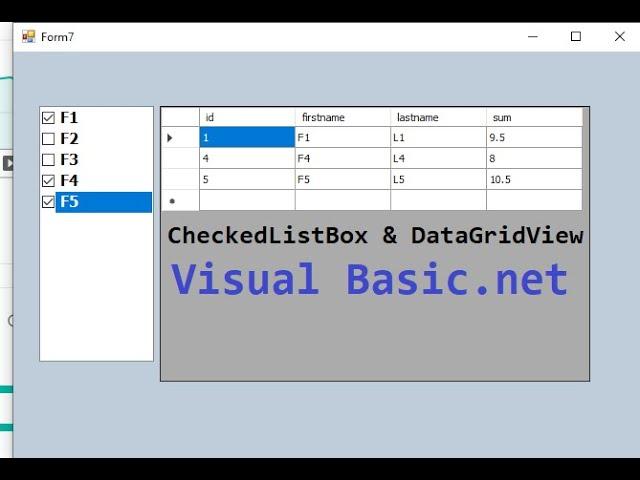 Visual Basic.NET: Fill datagridview from database depend on checkedlistbox checked items in VB.NET