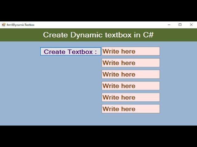 How to create textbox dynamically in C#