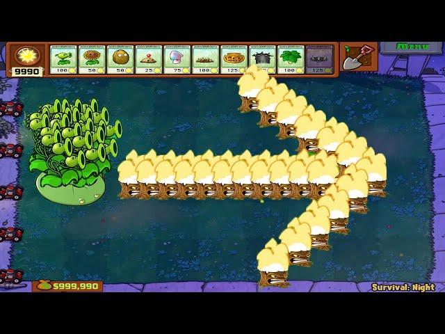 Plants vs Zombies Hack - 1 Threepeater Hack vs 99 Giga Gargantuar Zombie