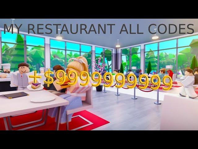 ROBLOX MY RESTAURANT CODES