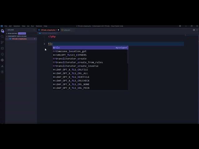 Custom VS Code Snippet for PHP  and Laravel