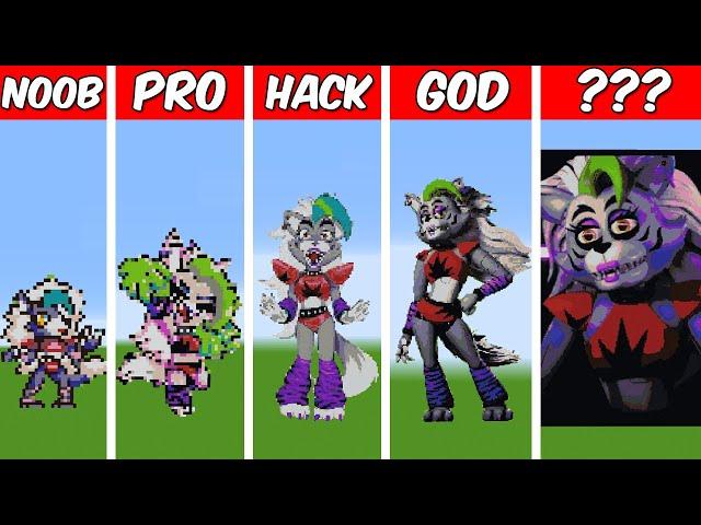 GLAMROCK FOXY FNAF Pixel Art Build in Minecraft ! Noob vs Pro vs Hacker vs God - Minecraft Animation