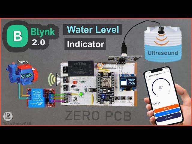 Water Level Indicator project using NodeMCU ESP8266 Blynk & Ultrasonic Sensor