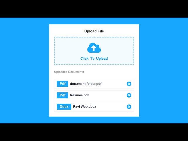 How to Create Custom Multiple File Upload Using HTML CSS & JavaScript ||  Upload File Client-Side