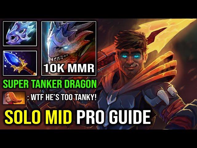 How to Solo Mid Like a 10K Dragon Knight with LVL 4 Elder Black Dragon Aghanim + Moon Shard DotA 2