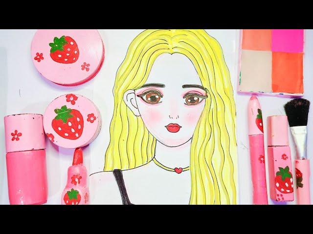 Asmr paper play doll makeup tutorial| @renuarts