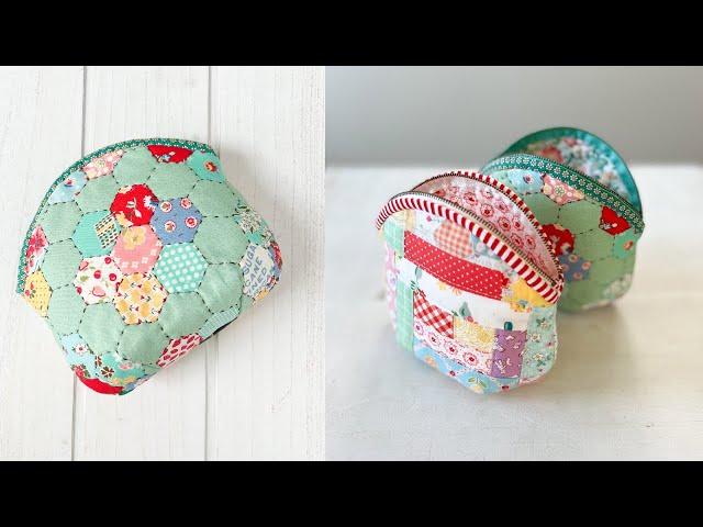 How to sew a Scrappy Seashell Pouch  | QAYG Zipper Pouch | Sewing Pattern | Quilted Bag