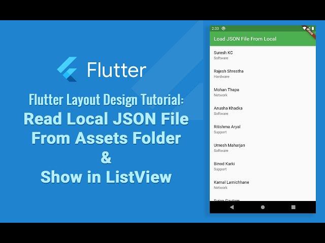 Flutter Layout Design: Flutter Read Local JSON File From assets folder and display data