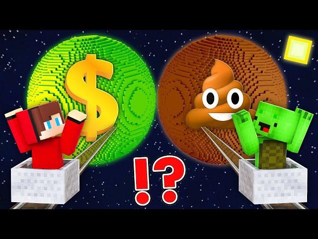 How JJ and Mikey Found Road To RICH 1.000.000$ vs POOR 1$ Planets in Minecraft Challenge (Maizen)