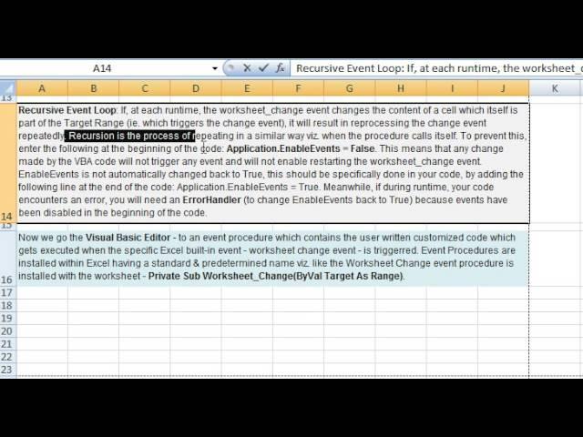 Worksheet Change Event, Event Procedures in Excel VBA