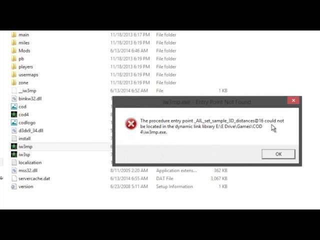 How to Fix The Procedure entry Point Could not be located in dynamic link library error | COD4