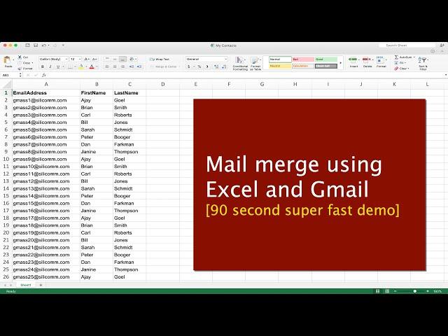 Mail merge with Excel and Gmail [90 second demo]