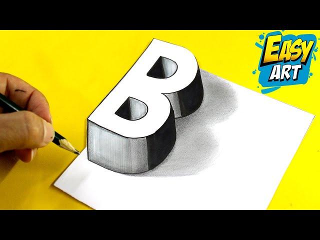 COMO Dibujar LETRAS en 3D LETRA B  How to Draw 3D LETTERS Letter B ► Dibujar letras BONITAS en 3D