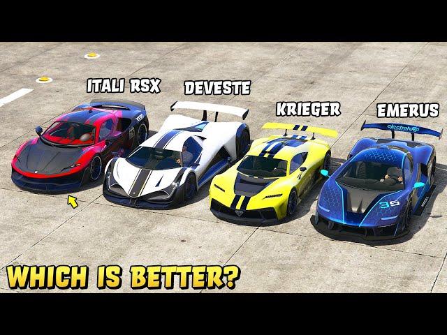 GTA 5 - ITALI RSX vs EMERUS vs DEVESTE EIGHT vs KRIEGER  [ Track test included ]