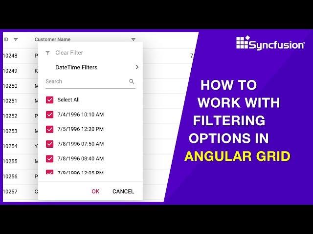 How to Work with Filtering Options in Angular DataGrid