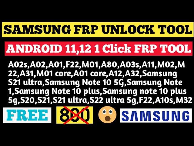 ALL SAMSUNG FRP BYPASS TOOL 2022  | Just 1 Click Remove