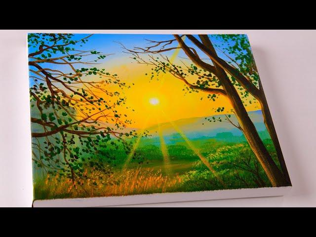 Sunrise painting easy to paint | Acrylic Landscape Painting Tutorial