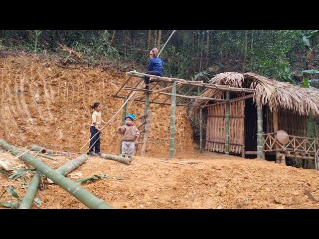 Full video 599 day single mother and her two children building a house, going to the market, cooking