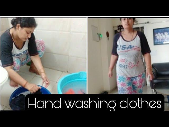 Hand washing clothes|| Cleaning vlog # Takshay 's mom