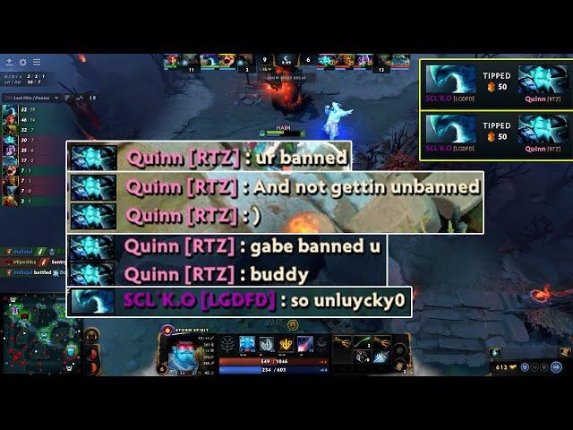 Quinn was Tipped by banned player SCL'Koma & it escalated into spicy all chat