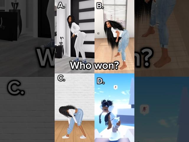 Dance battle of my favorite avatars • #imvu #secondlife #zepeto #roblox  who won?